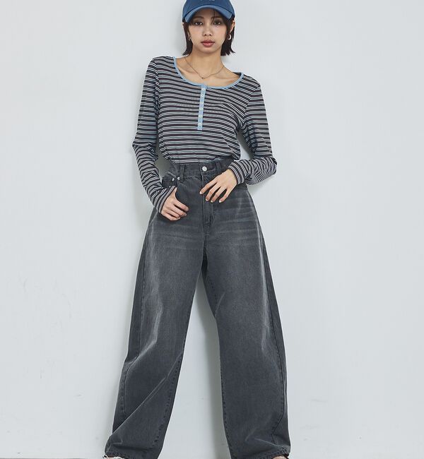 abahouse mavie「ボーダーヘンリーネックプルオーバー【予約】」|Tシャツ・カットソー|