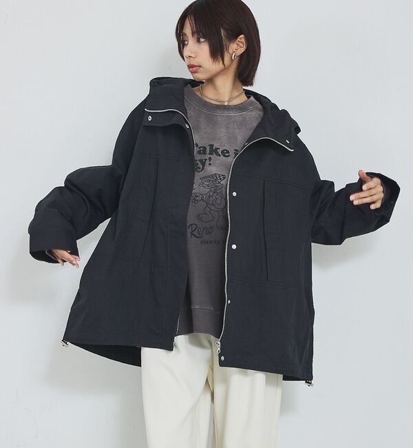 abahouse mavie「【ライトアウター】フーデッドブルゾン/春服/マウンテンパーカー/通勤/羽織り【予」|ブルゾン・スタジャン|