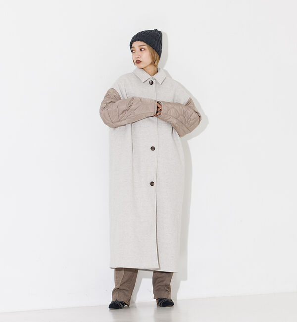 NOMINE「袖キルティングステンカラーコート」|ステンカラーコート|