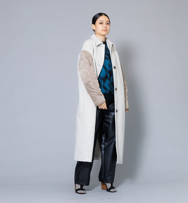 NOMINE「袖キルティングステンカラーコート」|ステンカラーコート|