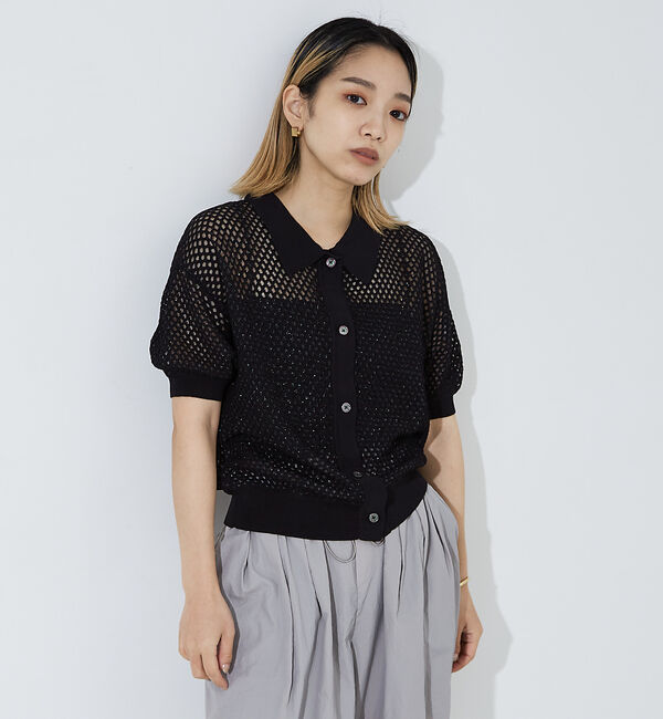 NOMINE「メッシュニットポロカーデ」|ポロシャツ|