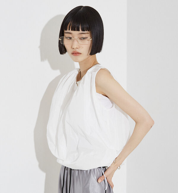 NOMINE「タック バルーン タンクトップ ブラウス」|シャツ・ブラウス|ホワイト