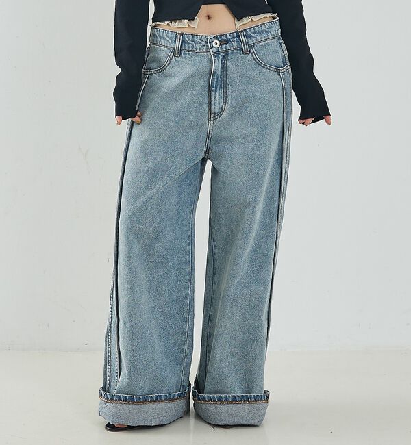 NOMINE「サイドライン ワイド デニムパンツ【予約】」|デニム|