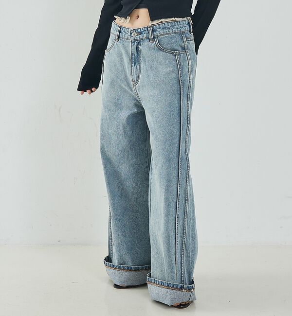 NOMINE「サイドライン ワイド デニムパンツ【予約】」|デニム|