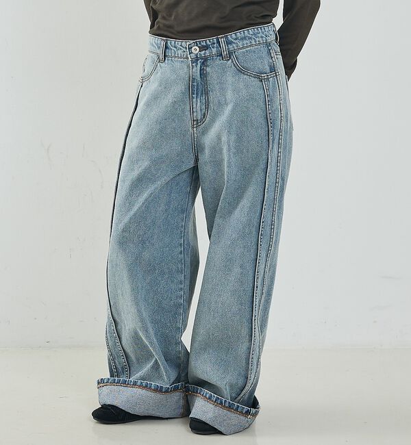 NOMINE「サイドライン ワイド デニムパンツ【予約】」|デニム|