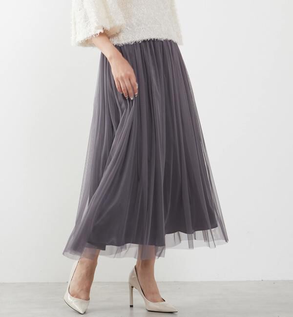 TIARA「チュールギャザースカート」|スカート|チャコール