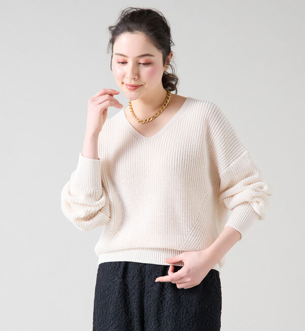TIARA「片畦Vネックニット」|ニット・セーター|