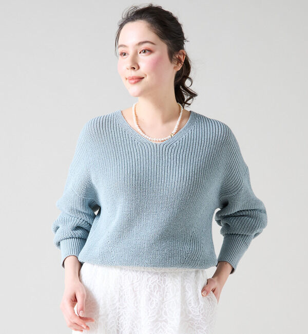 TIARA「片畦Vネックニット」|ニット・セーター|ミント