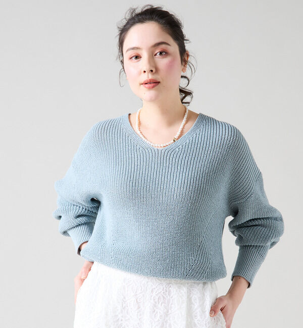 TIARA「片畦Vネックニット」|ニット・セーター|
