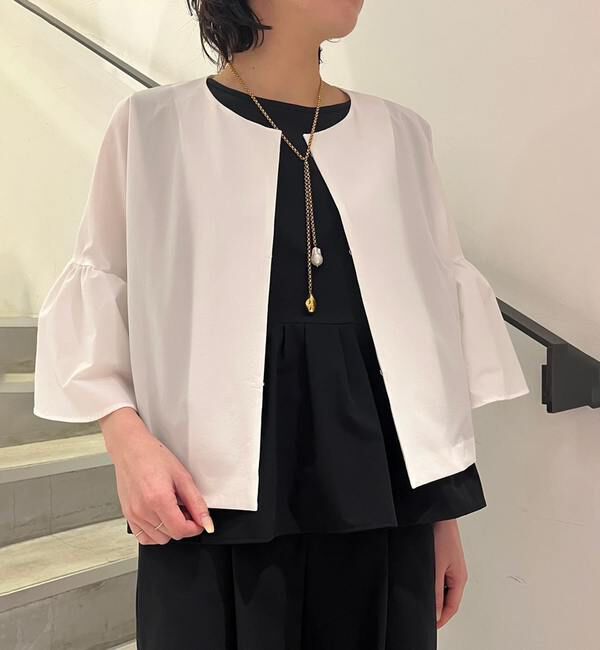 TIARA「《定番》ベルスリーブブラウスジャケット（セットアップ可）」|シャツ・ブラウス|ホワイト