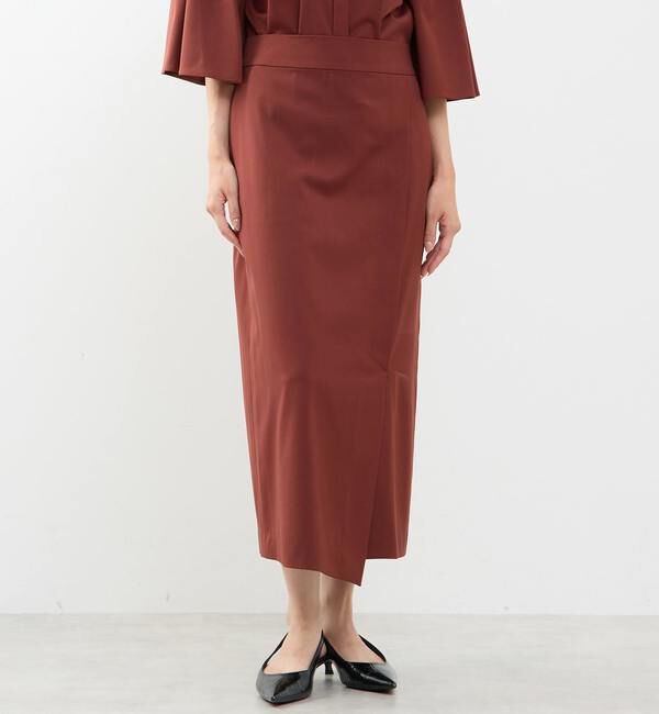 TIARA「リボンラップタイトスカート」|スカート|レッドブラウン