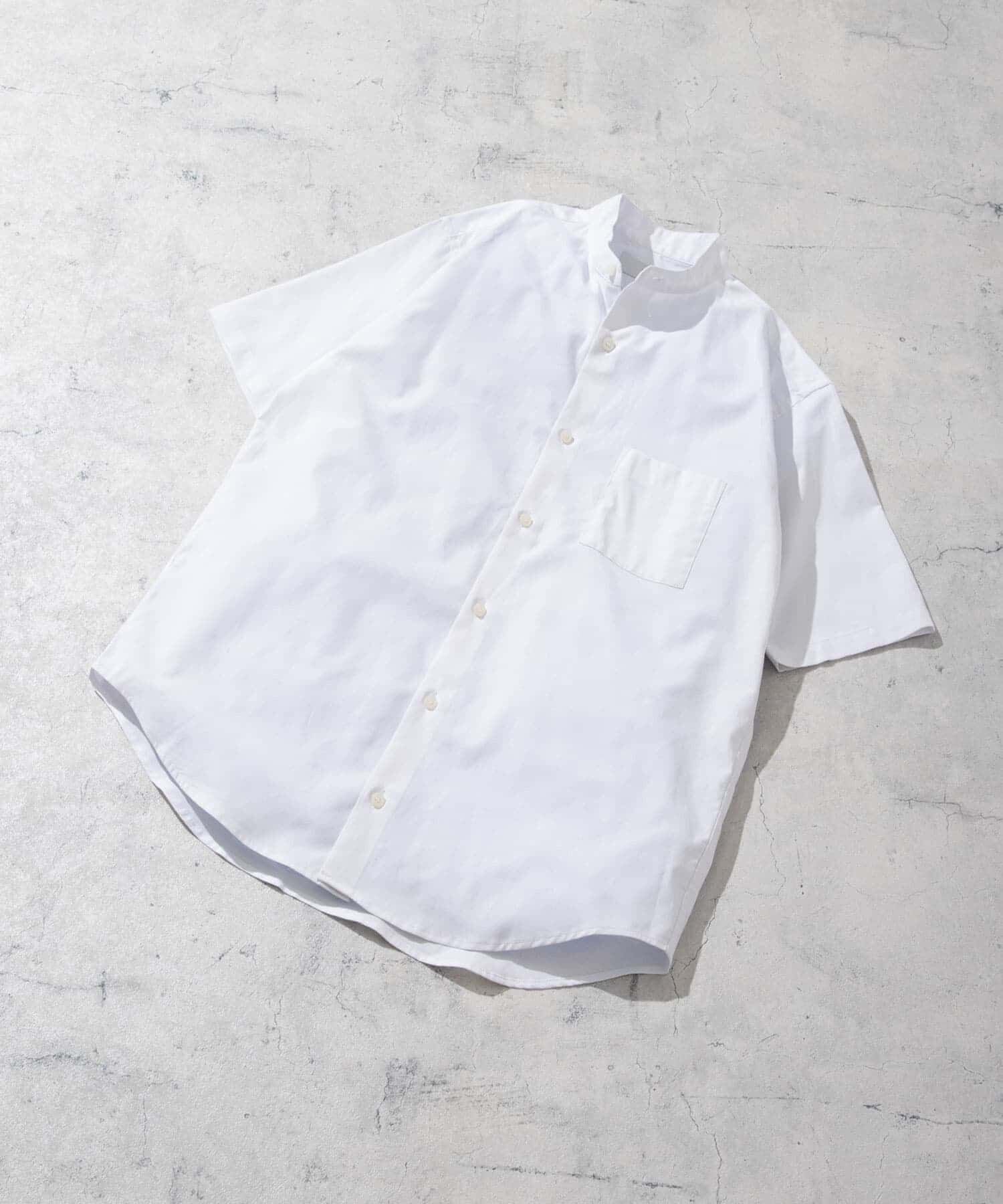 URBAN RESEARCH ROSSO「『防シワ』『XLサイズあり』ハイパフォーマンスリネンバンド半袖シャツ」|シャツ・ブラウス|ホワイト