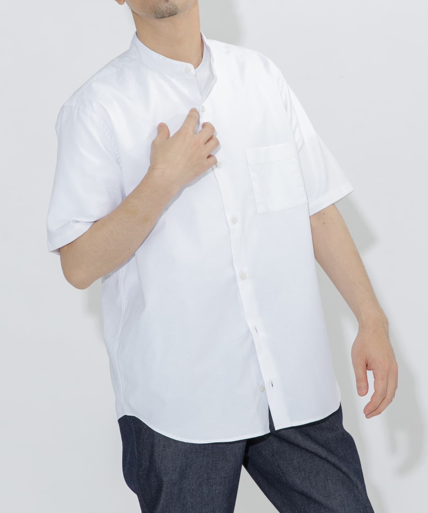 URBAN RESEARCH ROSSO「『防シワ』『XLサイズあり』ハイパフォーマンスリネンバンド半袖シャツ」|シャツ・ブラウス|