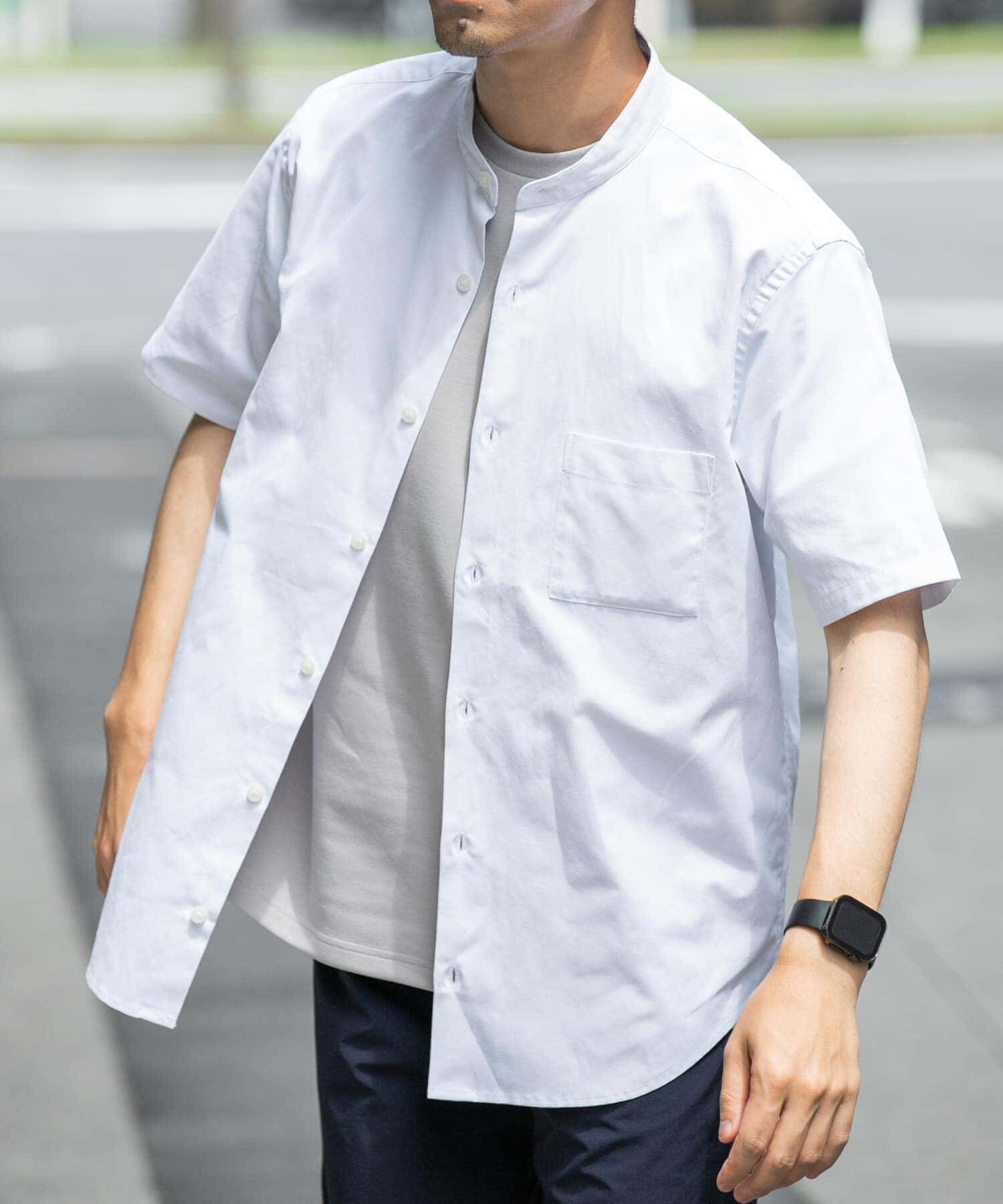 URBAN RESEARCH ROSSO「『防シワ』『XLサイズあり』ハイパフォーマンスリネンバンド半袖シャツ」|シャツ・ブラウス|