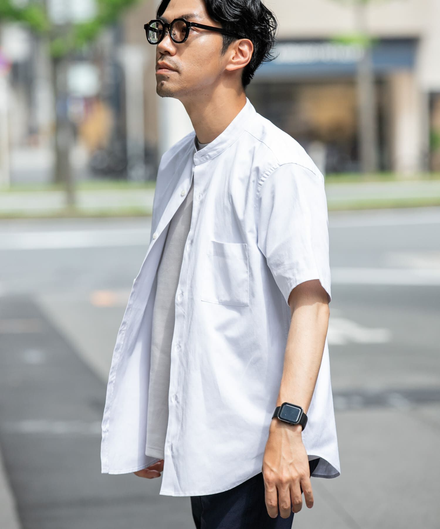 URBAN RESEARCH ROSSO「『防シワ』『XLサイズあり』ハイパフォーマンスリネンバンド半袖シャツ」|シャツ・ブラウス|