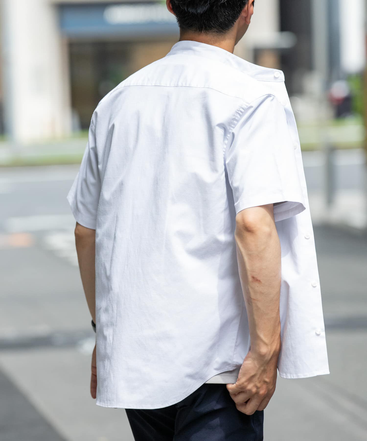 URBAN RESEARCH ROSSO「『防シワ』『XLサイズあり』ハイパフォーマンスリネンバンド半袖シャツ」|シャツ・ブラウス|