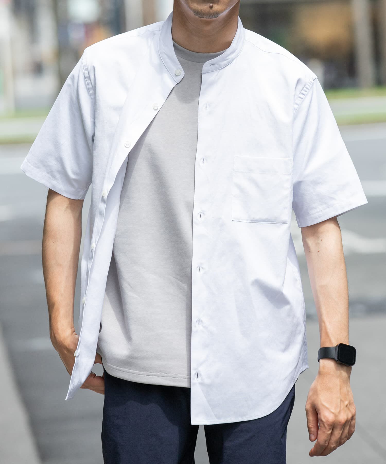 URBAN RESEARCH ROSSO「『防シワ』『XLサイズあり』ハイパフォーマンスリネンバンド半袖シャツ」|シャツ・ブラウス|