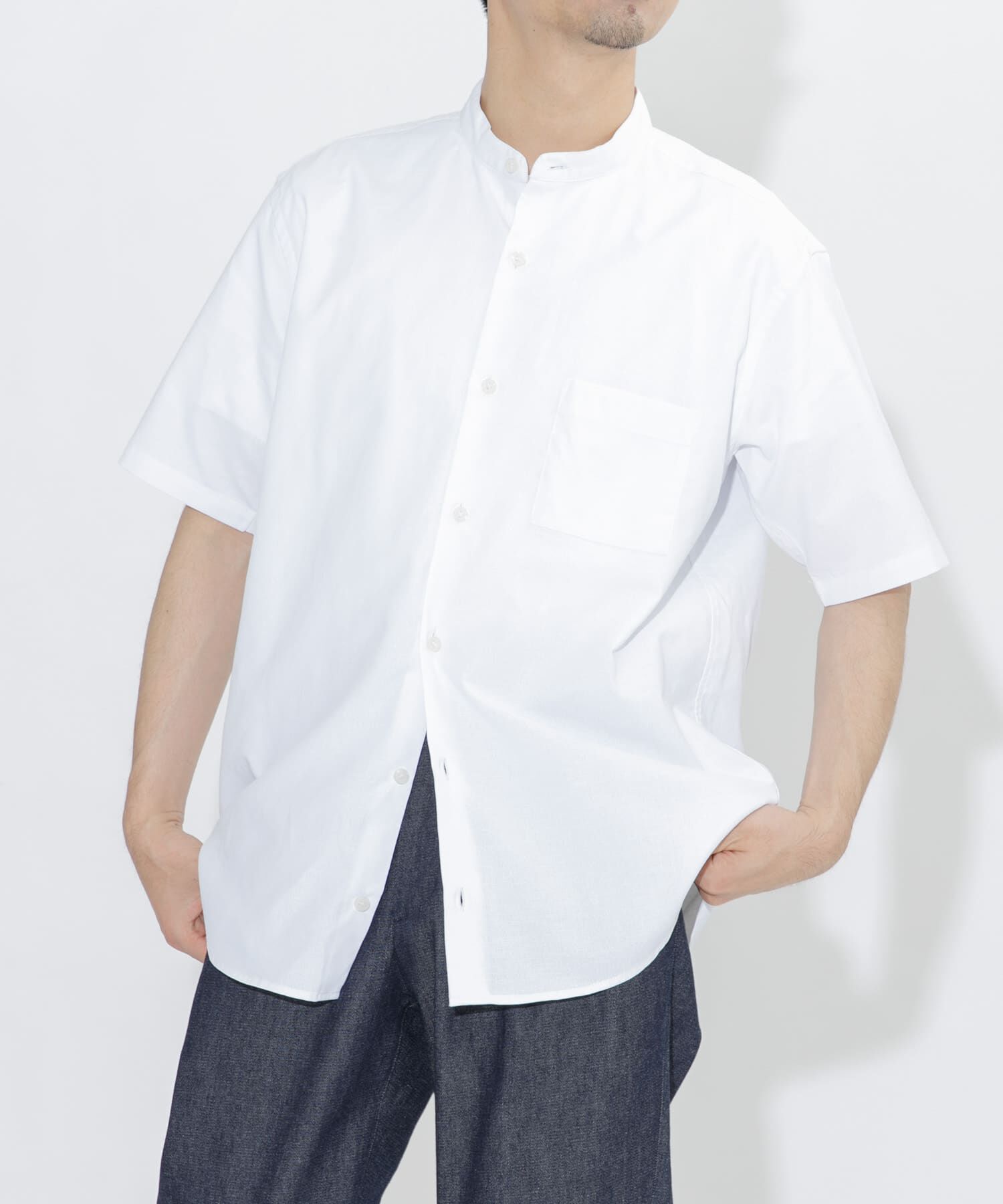 URBAN RESEARCH ROSSO「『防シワ』『XLサイズあり』ハイパフォーマンスリネンバンド半袖シャツ」|シャツ・ブラウス|