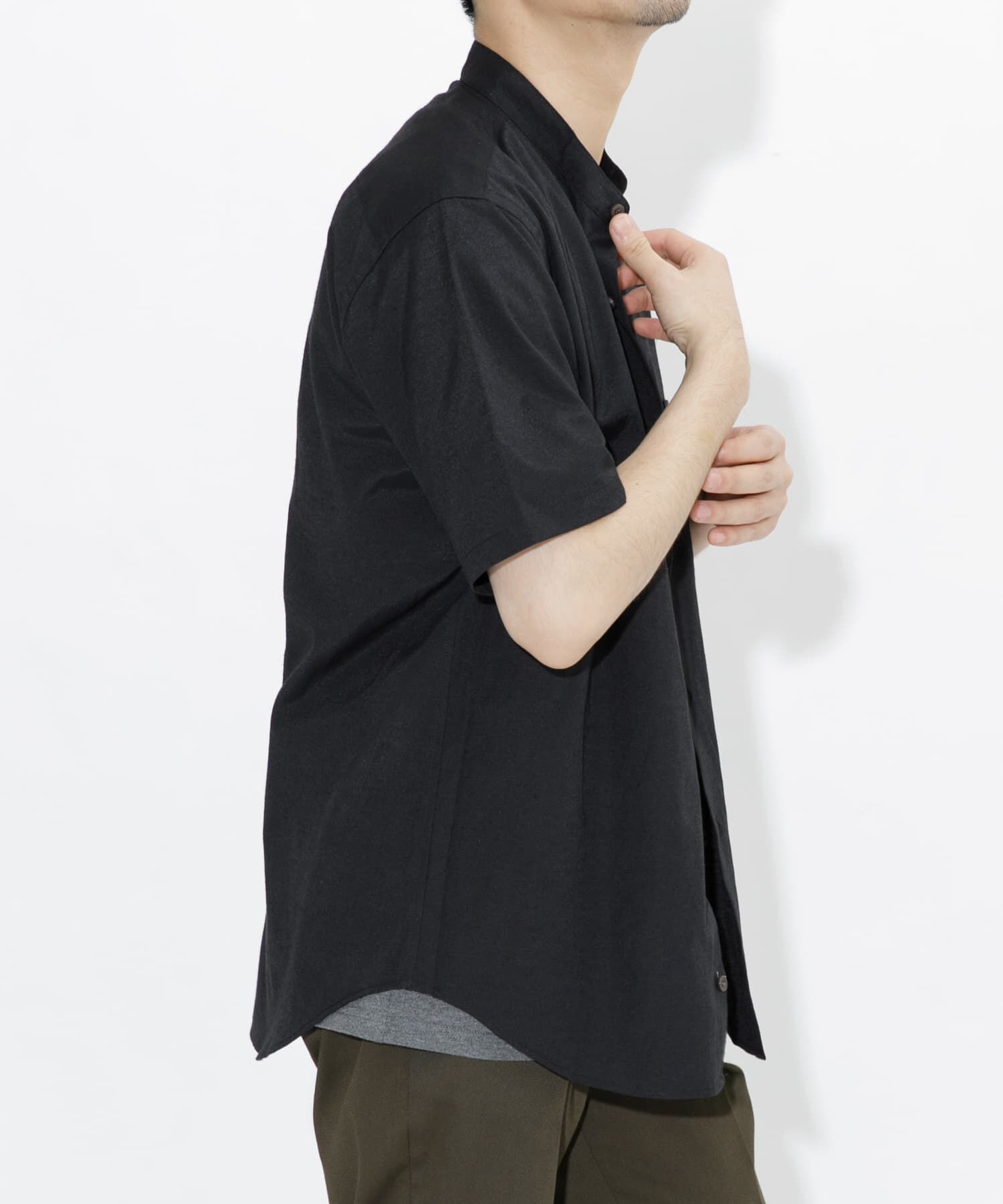 URBAN RESEARCH ROSSO「『防シワ』『XLサイズあり』ハイパフォーマンスリネンバンド半袖シャツ」|シャツ・ブラウス|