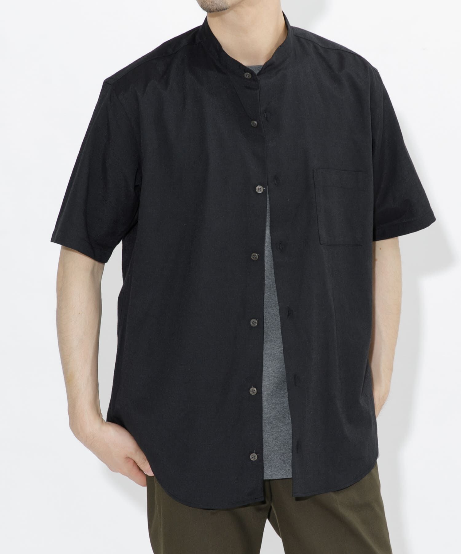 URBAN RESEARCH ROSSO「『防シワ』『XLサイズあり』ハイパフォーマンスリネンバンド半袖シャツ」|シャツ・ブラウス|
