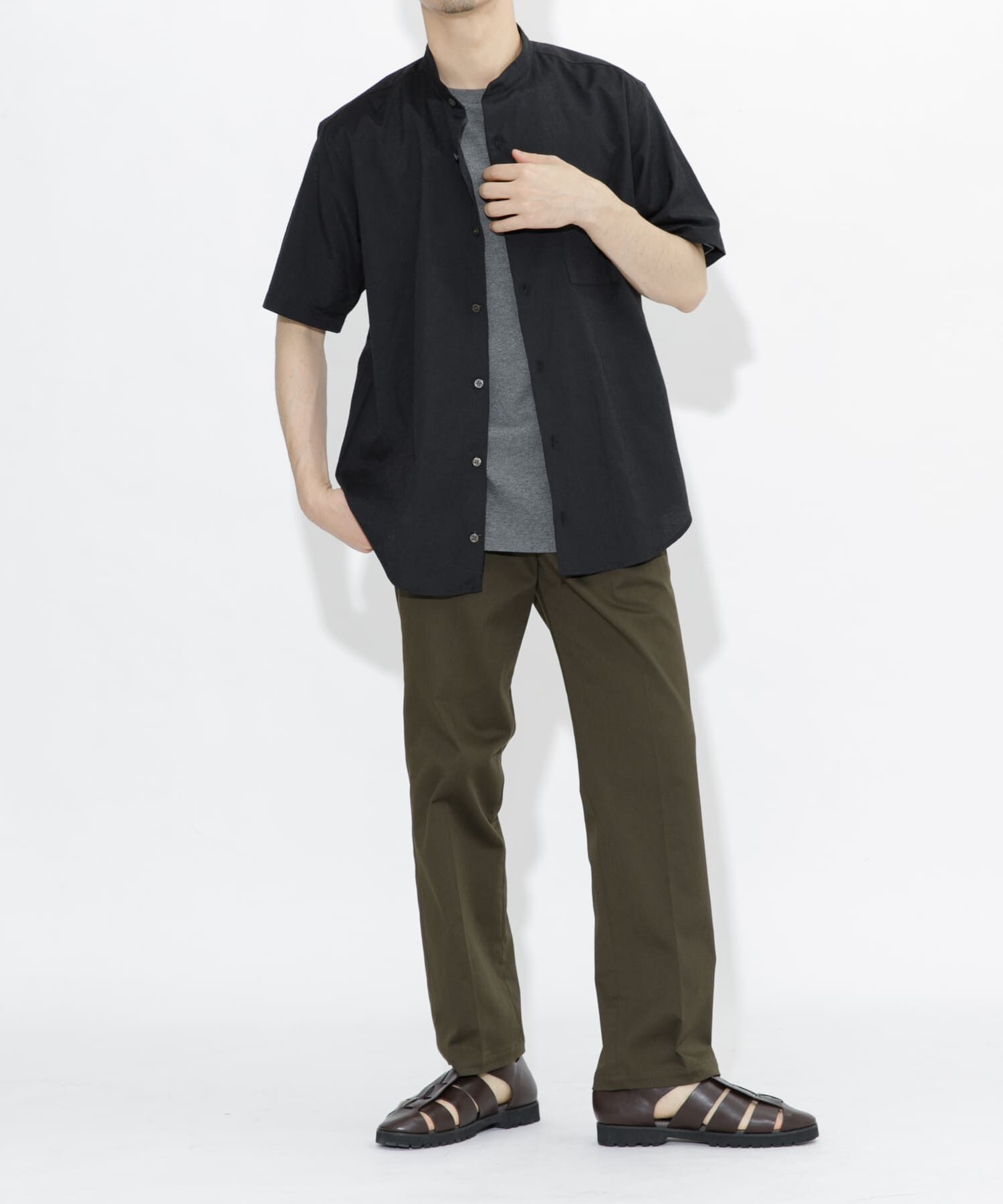 URBAN RESEARCH ROSSO「『防シワ』『XLサイズあり』ハイパフォーマンスリネンバンド半袖シャツ」|シャツ・ブラウス|