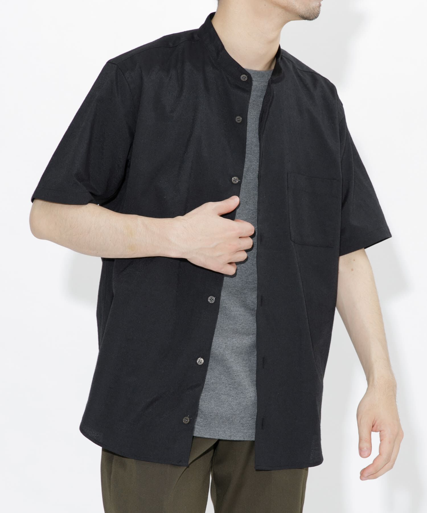 URBAN RESEARCH ROSSO「『防シワ』『XLサイズあり』ハイパフォーマンスリネンバンド半袖シャツ」|シャツ・ブラウス|