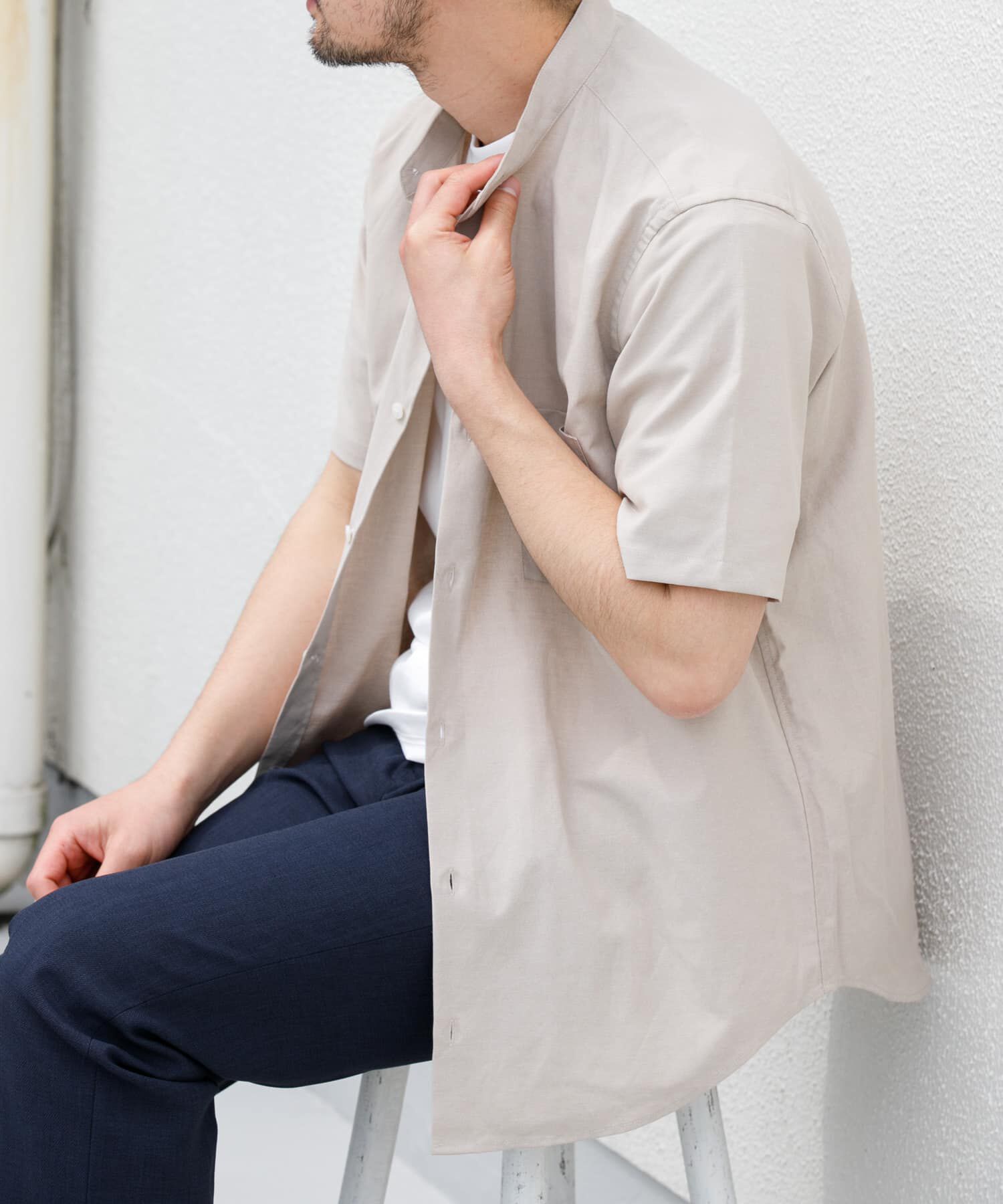 URBAN RESEARCH ROSSO「『防シワ』『XLサイズあり』ハイパフォーマンスリネンバンド半袖シャツ」|シャツ・ブラウス|