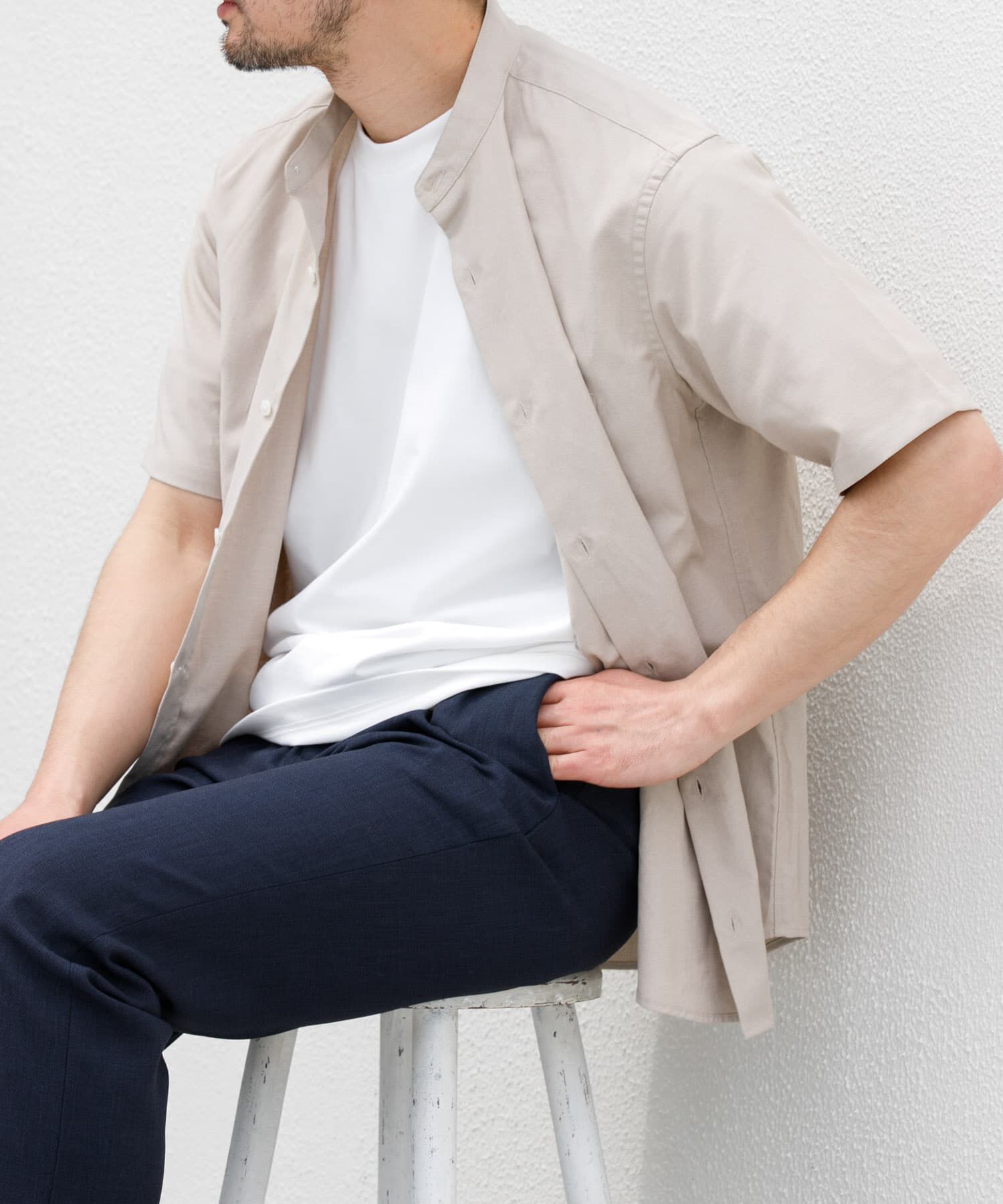 URBAN RESEARCH ROSSO「『防シワ』『XLサイズあり』ハイパフォーマンスリネンバンド半袖シャツ」|シャツ・ブラウス|