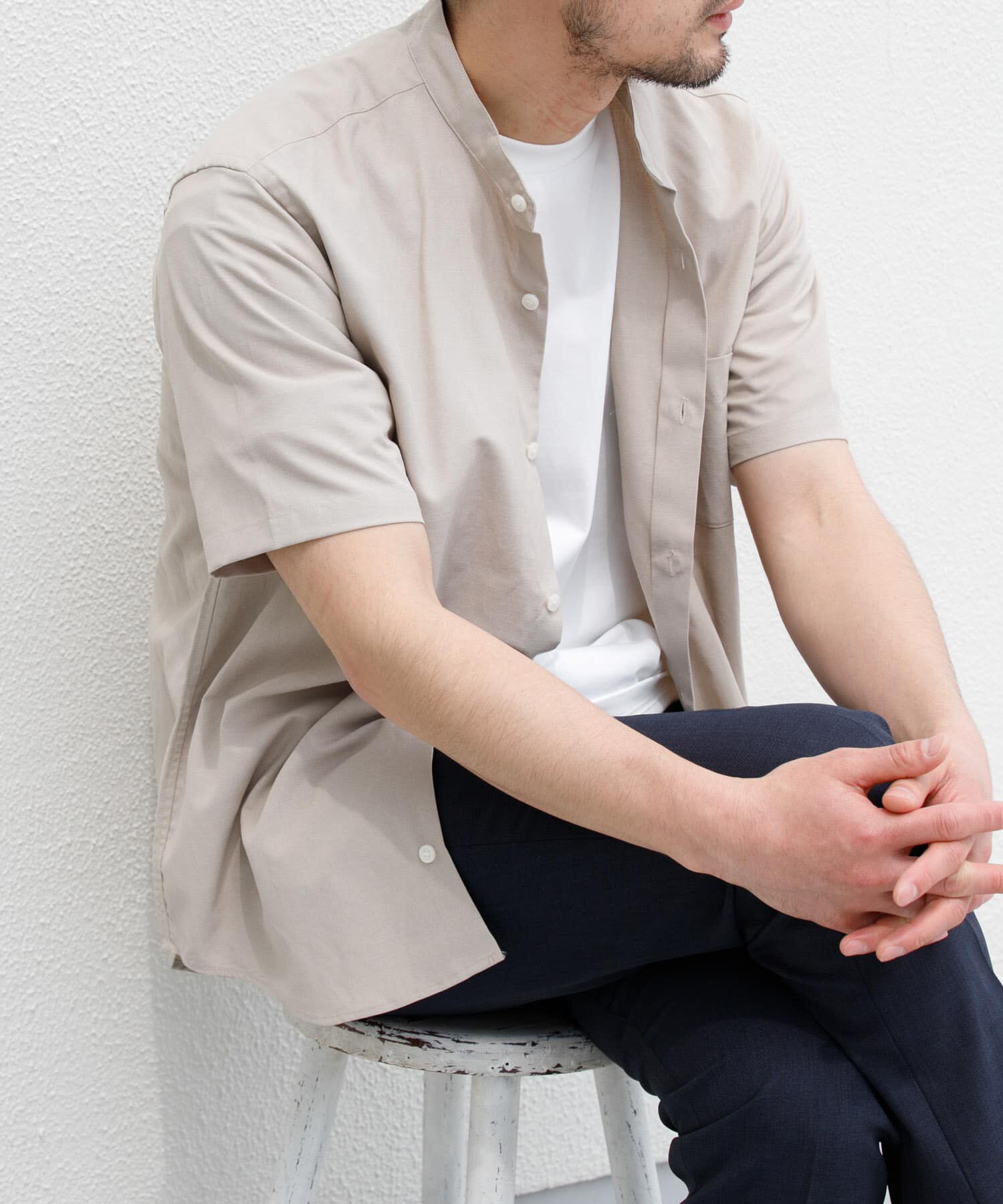 URBAN RESEARCH ROSSO「『防シワ』『XLサイズあり』ハイパフォーマンスリネンバンド半袖シャツ」|シャツ・ブラウス|