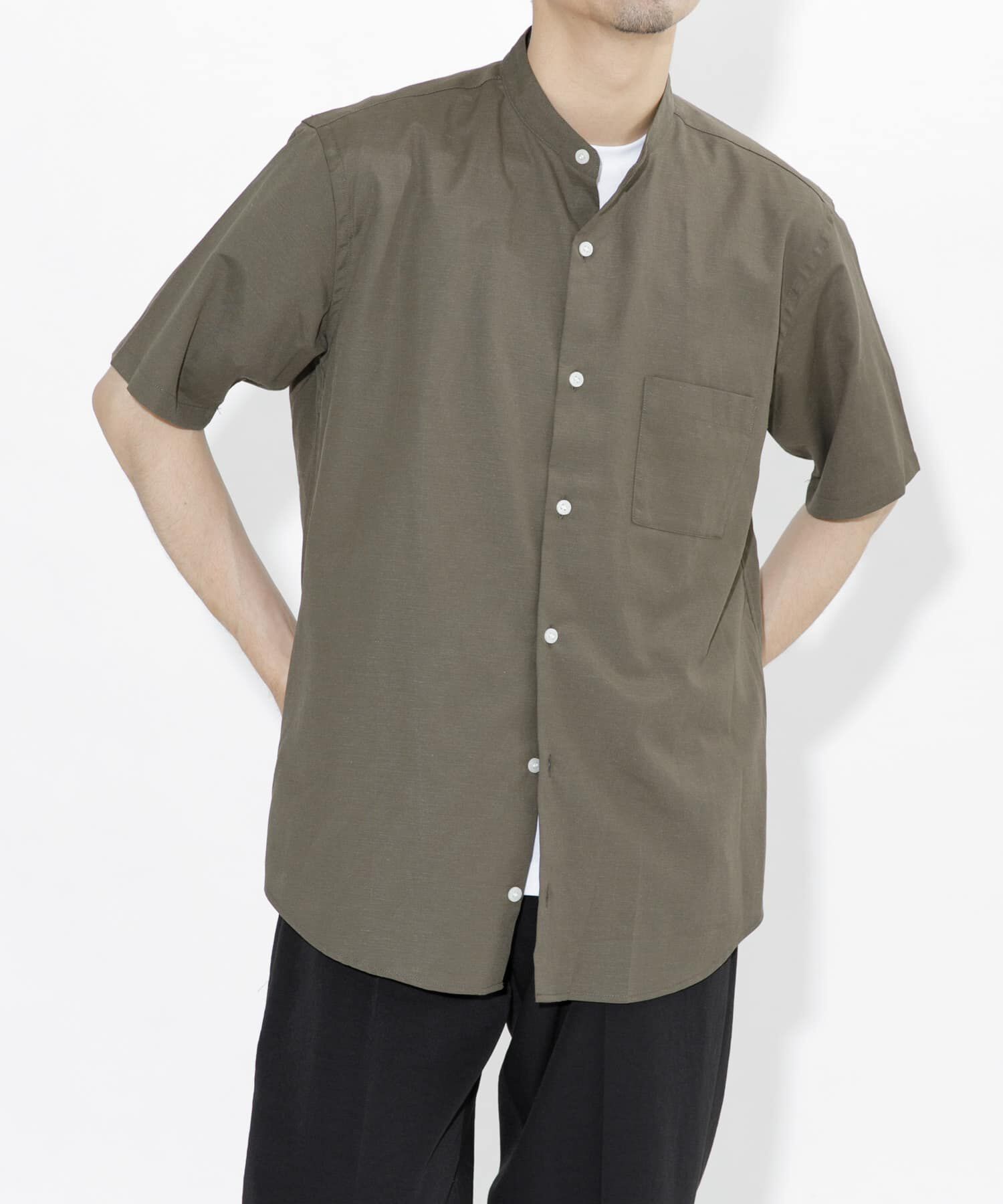 URBAN RESEARCH ROSSO「『防シワ』『XLサイズあり』ハイパフォーマンスリネンバンド半袖シャツ」|シャツ・ブラウス|