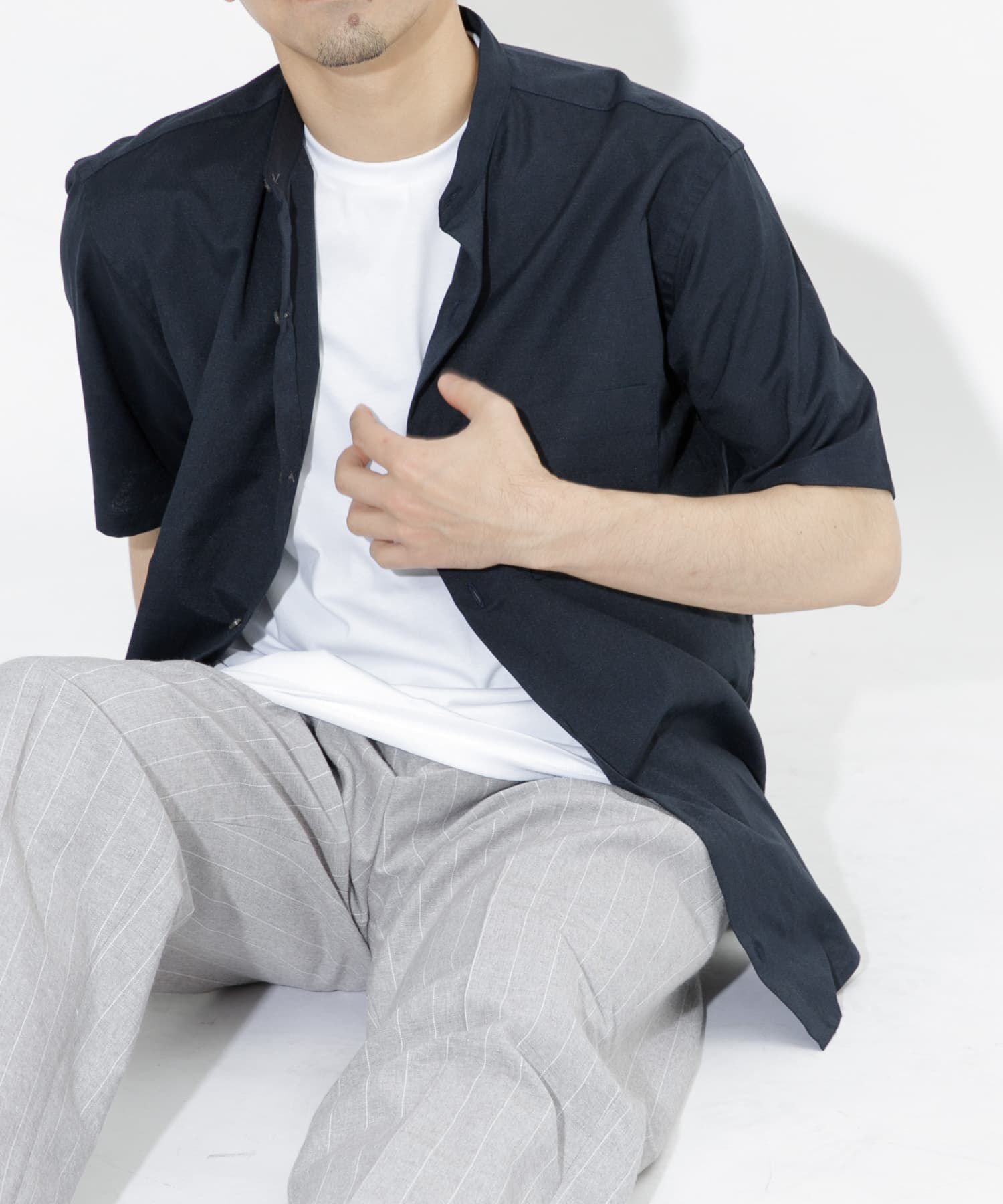 URBAN RESEARCH ROSSO「『防シワ』『XLサイズあり』ハイパフォーマンスリネンバンド半袖シャツ」|シャツ・ブラウス|