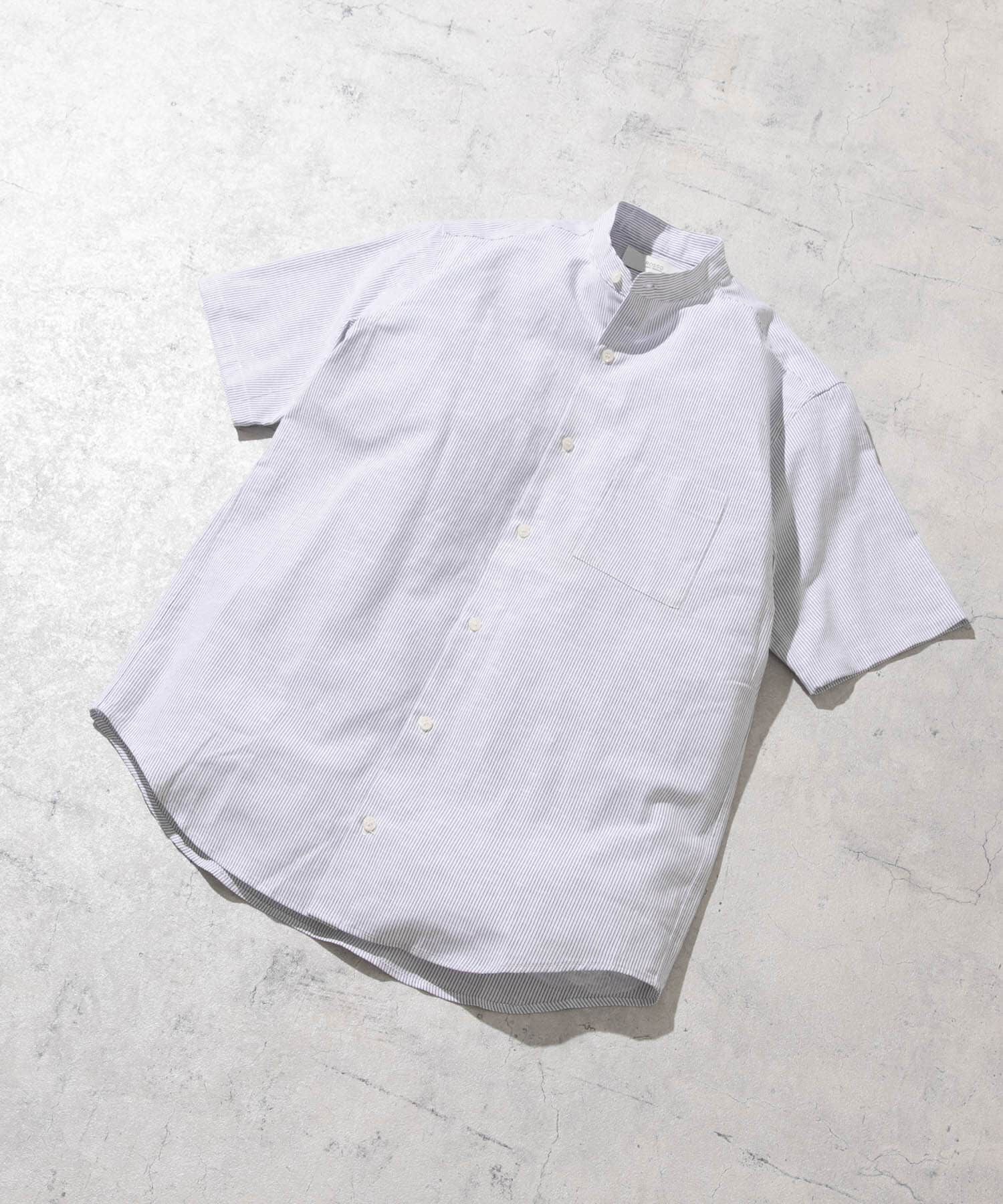 URBAN RESEARCH ROSSO「『防シワ』『XLサイズあり』ハイパフォーマンスリネンバンド半袖シャツ」|シャツ・ブラウス|ストライプ