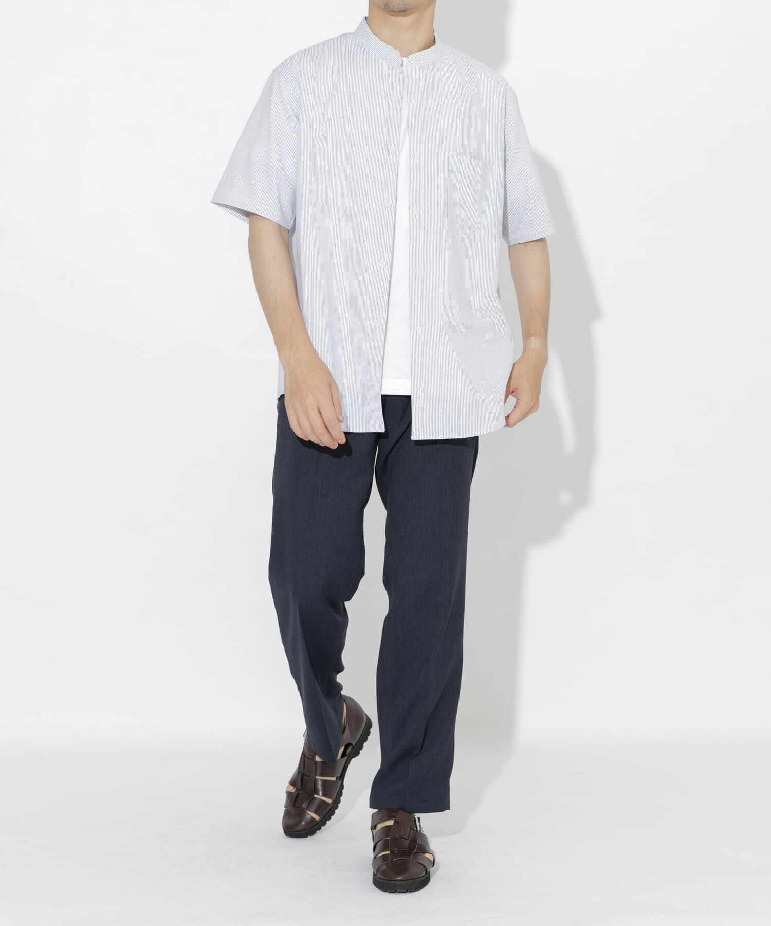 URBAN RESEARCH ROSSO「『防シワ』『XLサイズあり』ハイパフォーマンスリネンバンド半袖シャツ」|シャツ・ブラウス|