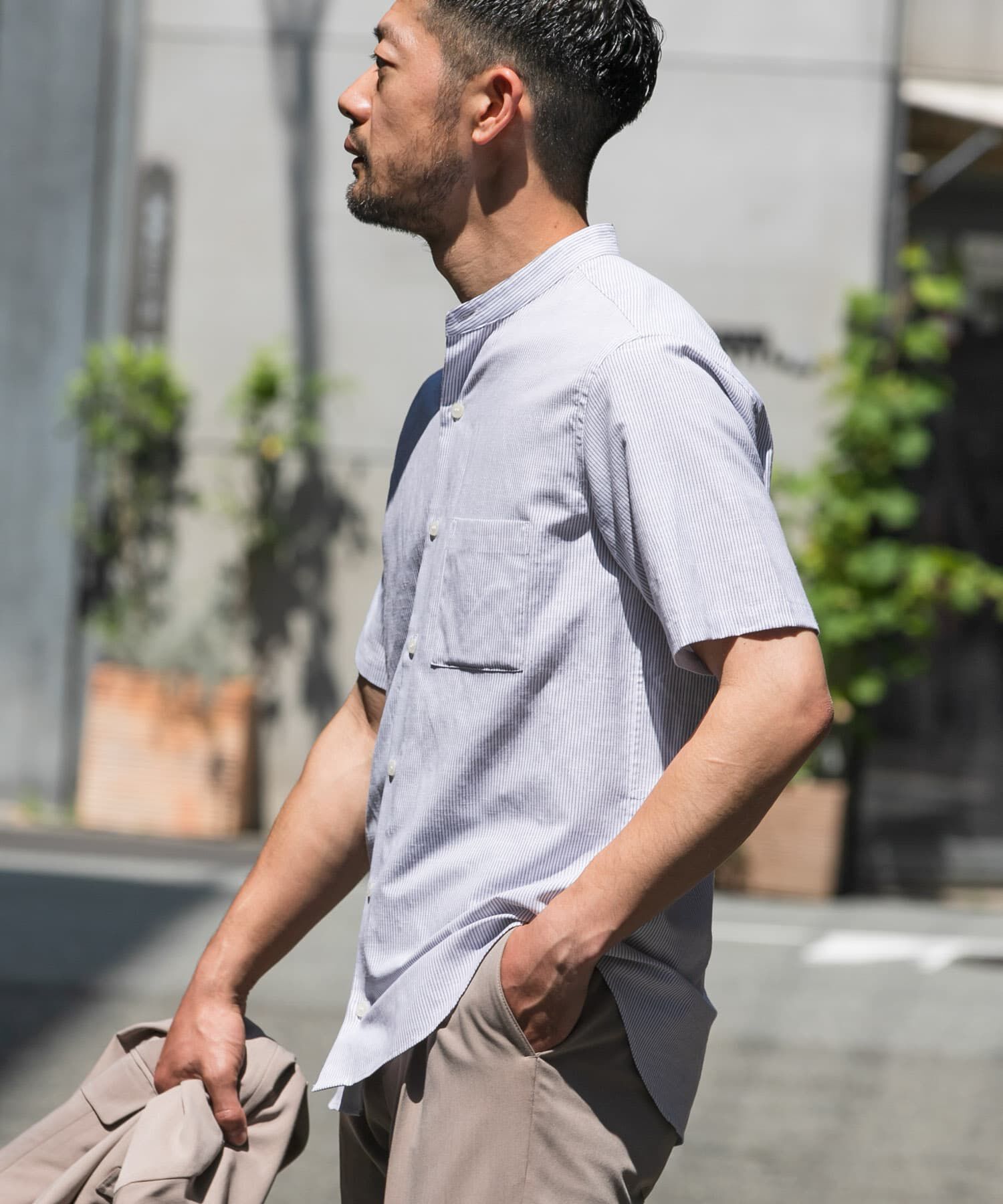 URBAN RESEARCH ROSSO「『防シワ』『XLサイズあり』ハイパフォーマンスリネンバンド半袖シャツ」|シャツ・ブラウス|