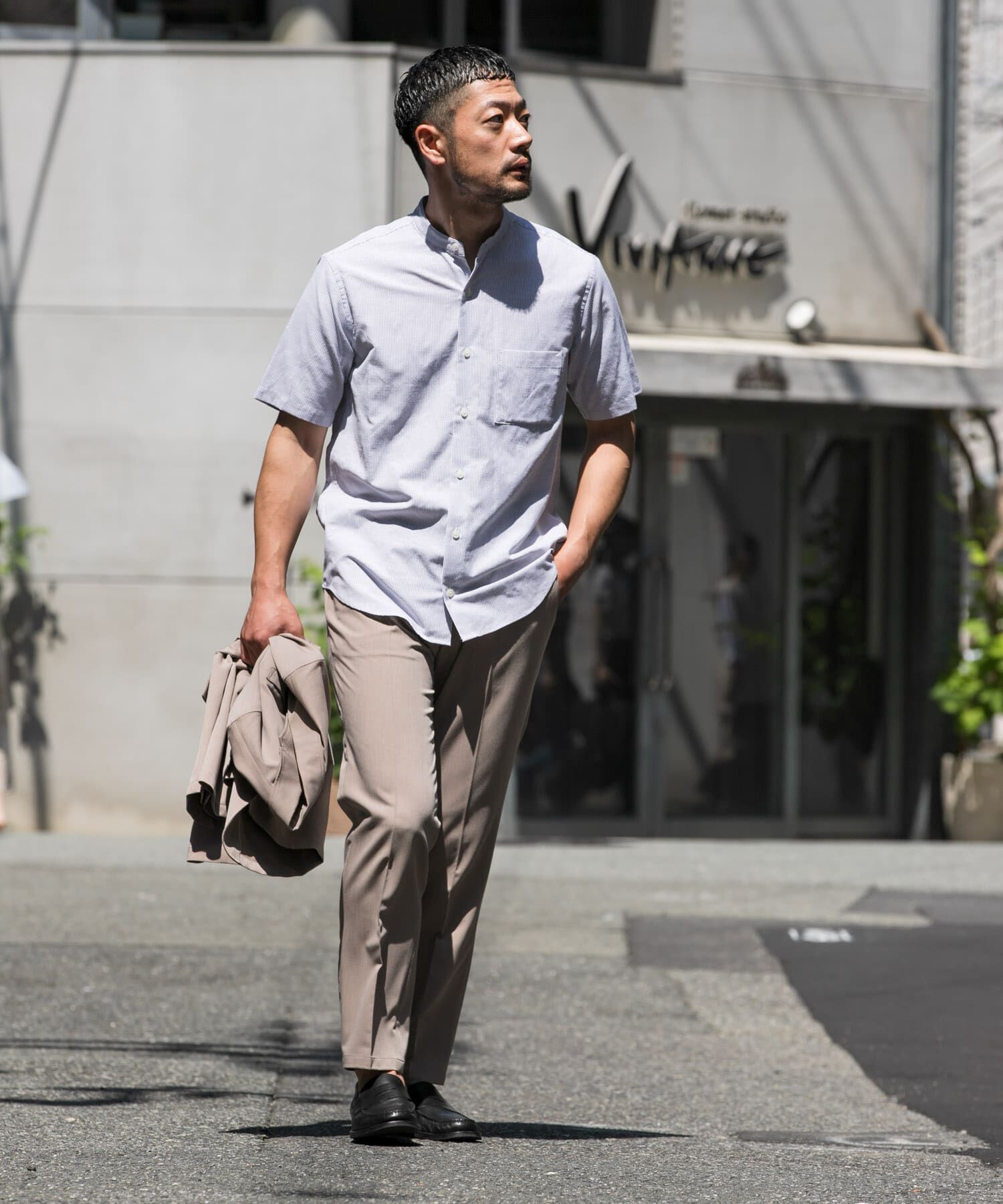 URBAN RESEARCH ROSSO「『防シワ』『XLサイズあり』ハイパフォーマンスリネンバンド半袖シャツ」|シャツ・ブラウス|