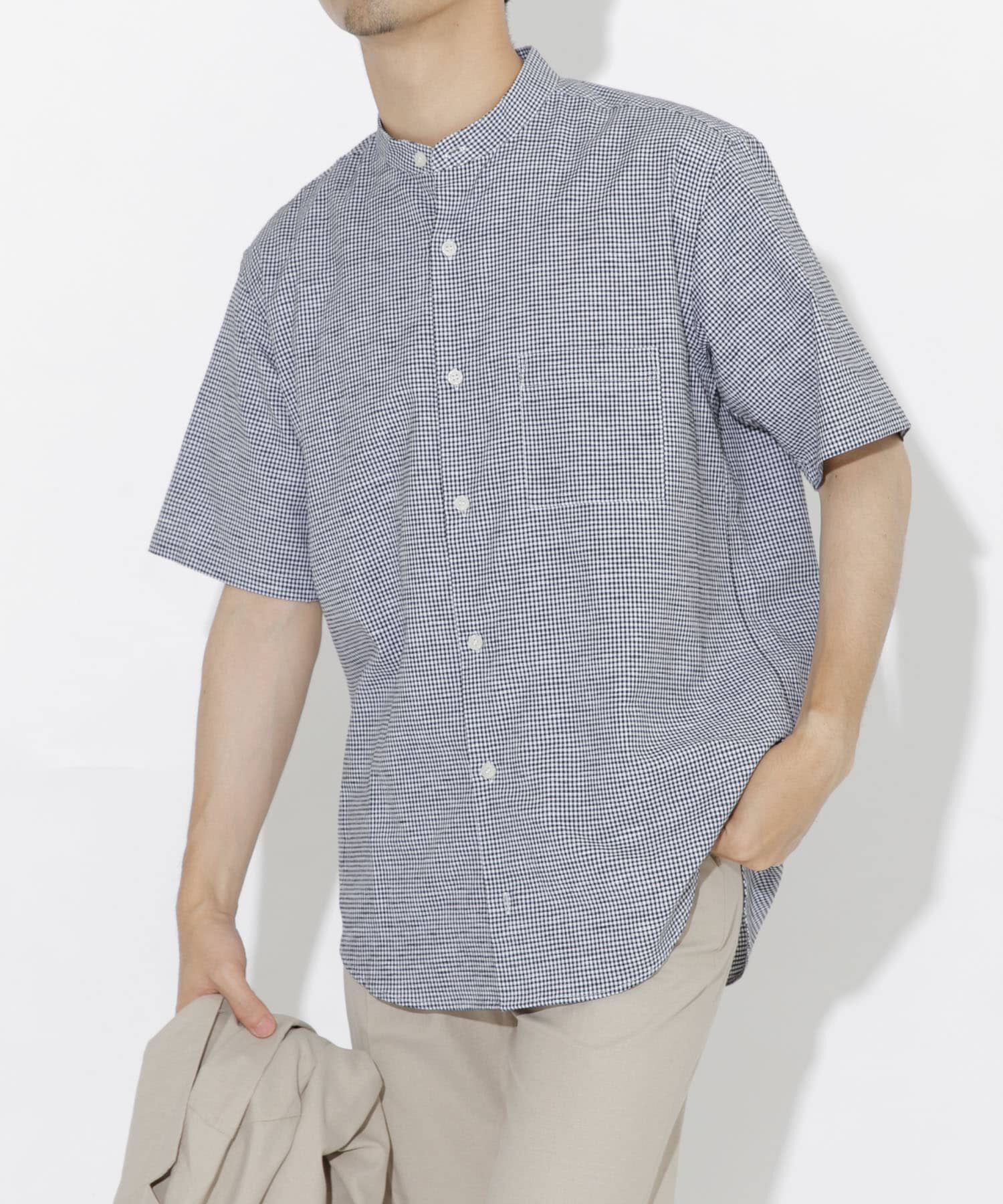 URBAN RESEARCH ROSSO「『防シワ』『XLサイズあり』ハイパフォーマンスリネンバンド半袖シャツ」|シャツ・ブラウス|