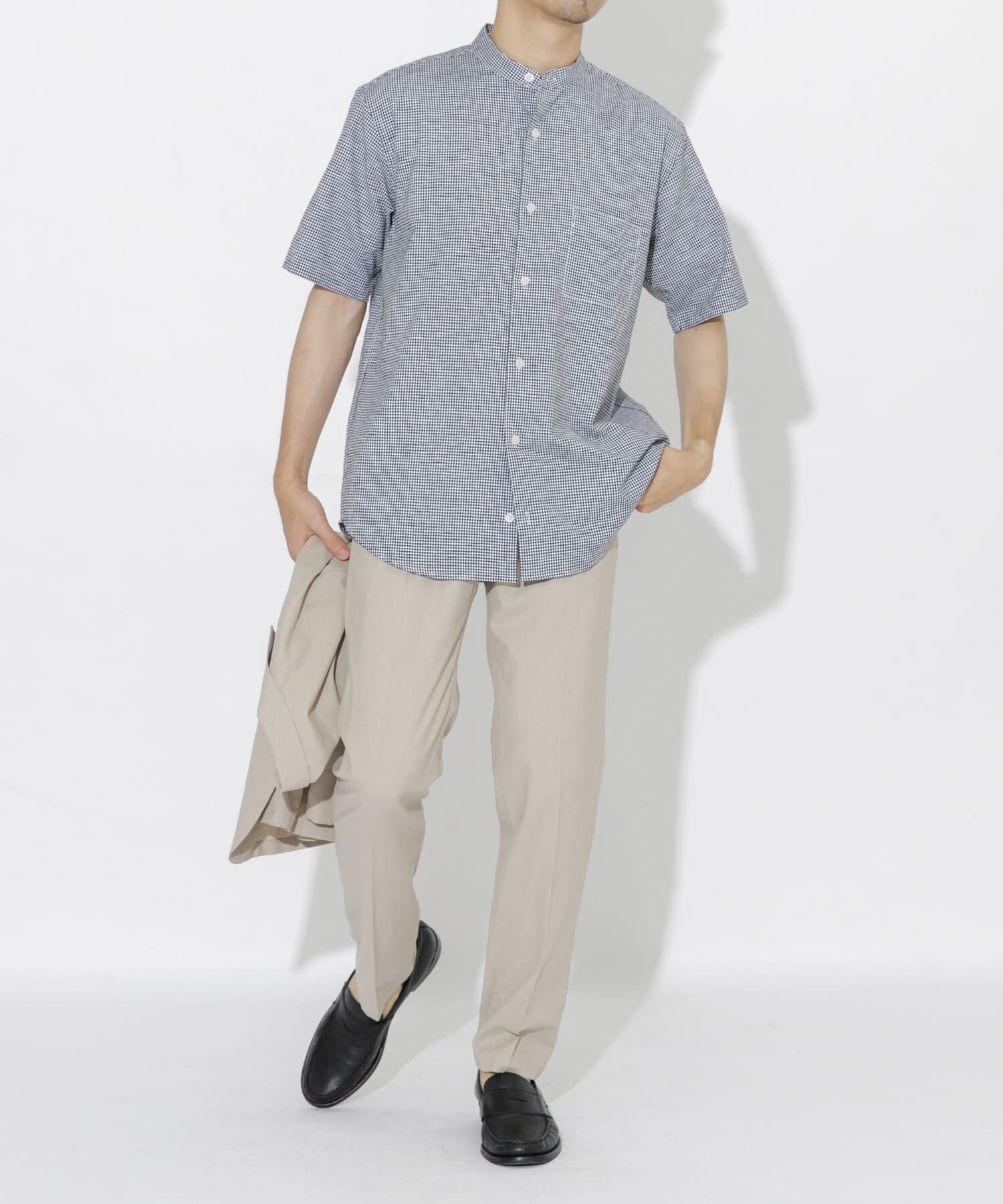 URBAN RESEARCH ROSSO「『防シワ』『XLサイズあり』ハイパフォーマンスリネンバンド半袖シャツ」|シャツ・ブラウス|