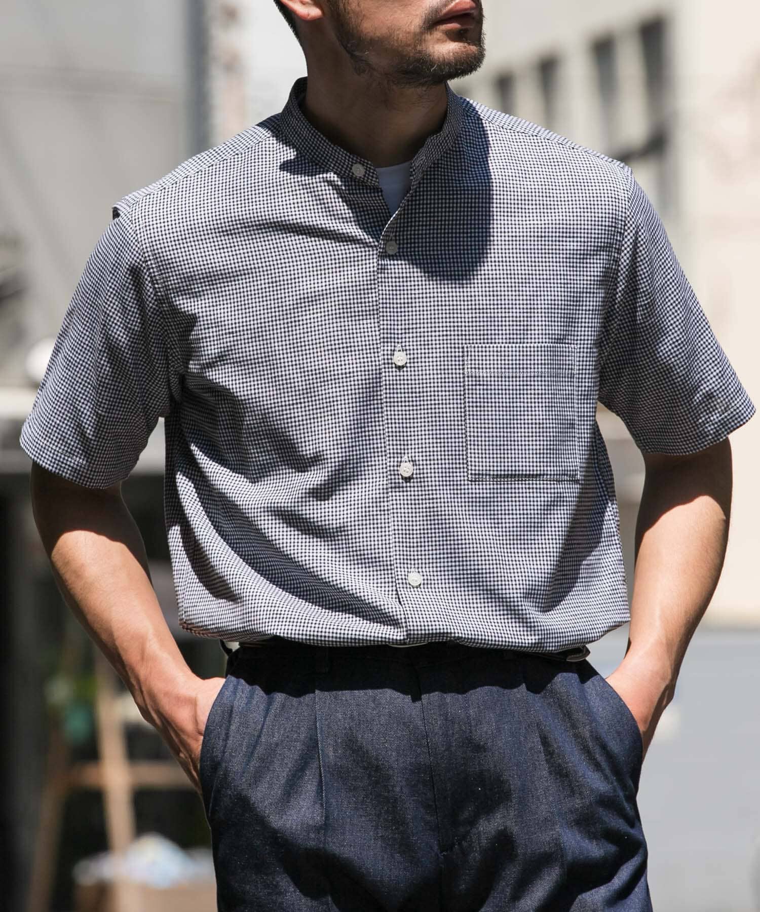 URBAN RESEARCH ROSSO「『防シワ』『XLサイズあり』ハイパフォーマンスリネンバンド半袖シャツ」|シャツ・ブラウス|