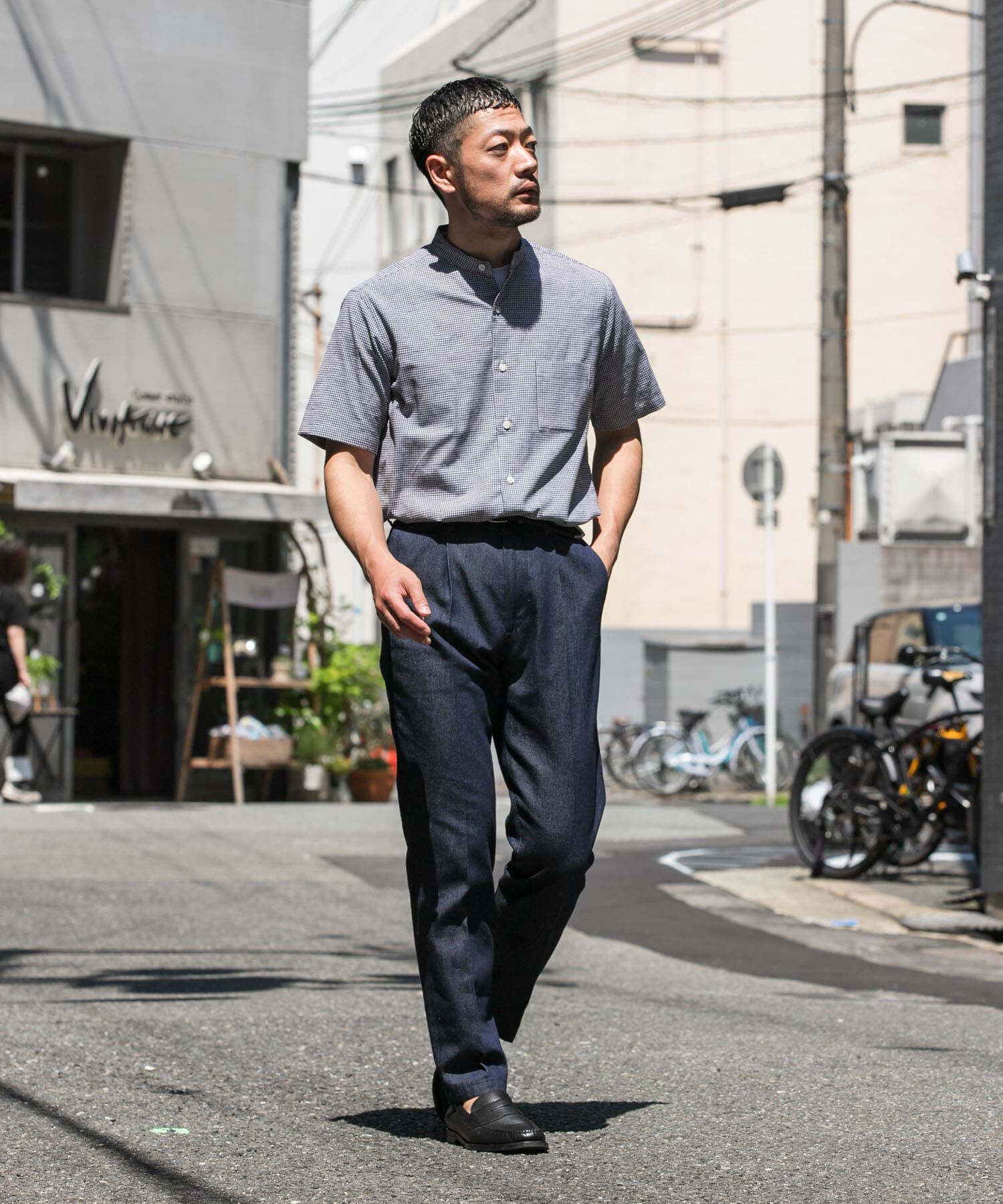 URBAN RESEARCH ROSSO「『防シワ』『XLサイズあり』ハイパフォーマンスリネンバンド半袖シャツ」|シャツ・ブラウス|