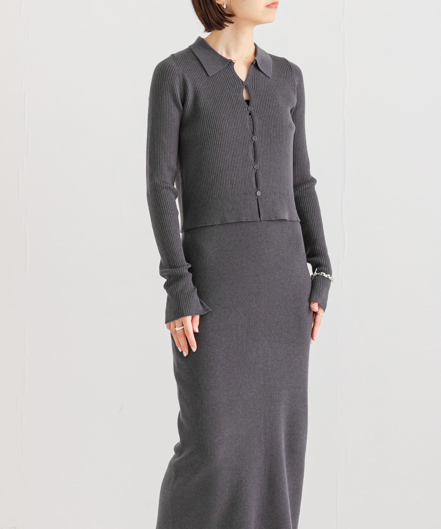 URBAN RESEARCH「シャツカラーリブニットカーディガン」|カーディガン|