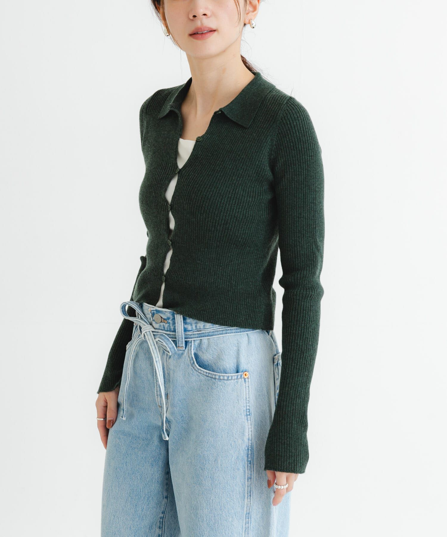 URBAN RESEARCH「シャツカラーリブニットカーディガン」|カーディガン|