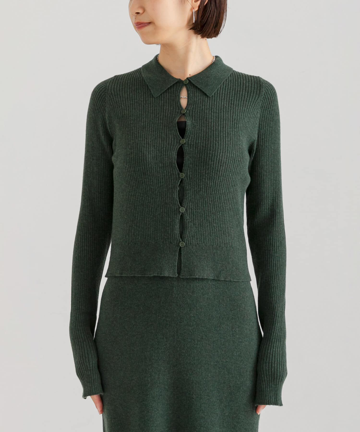 URBAN RESEARCH「シャツカラーリブニットカーディガン」|カーディガン|