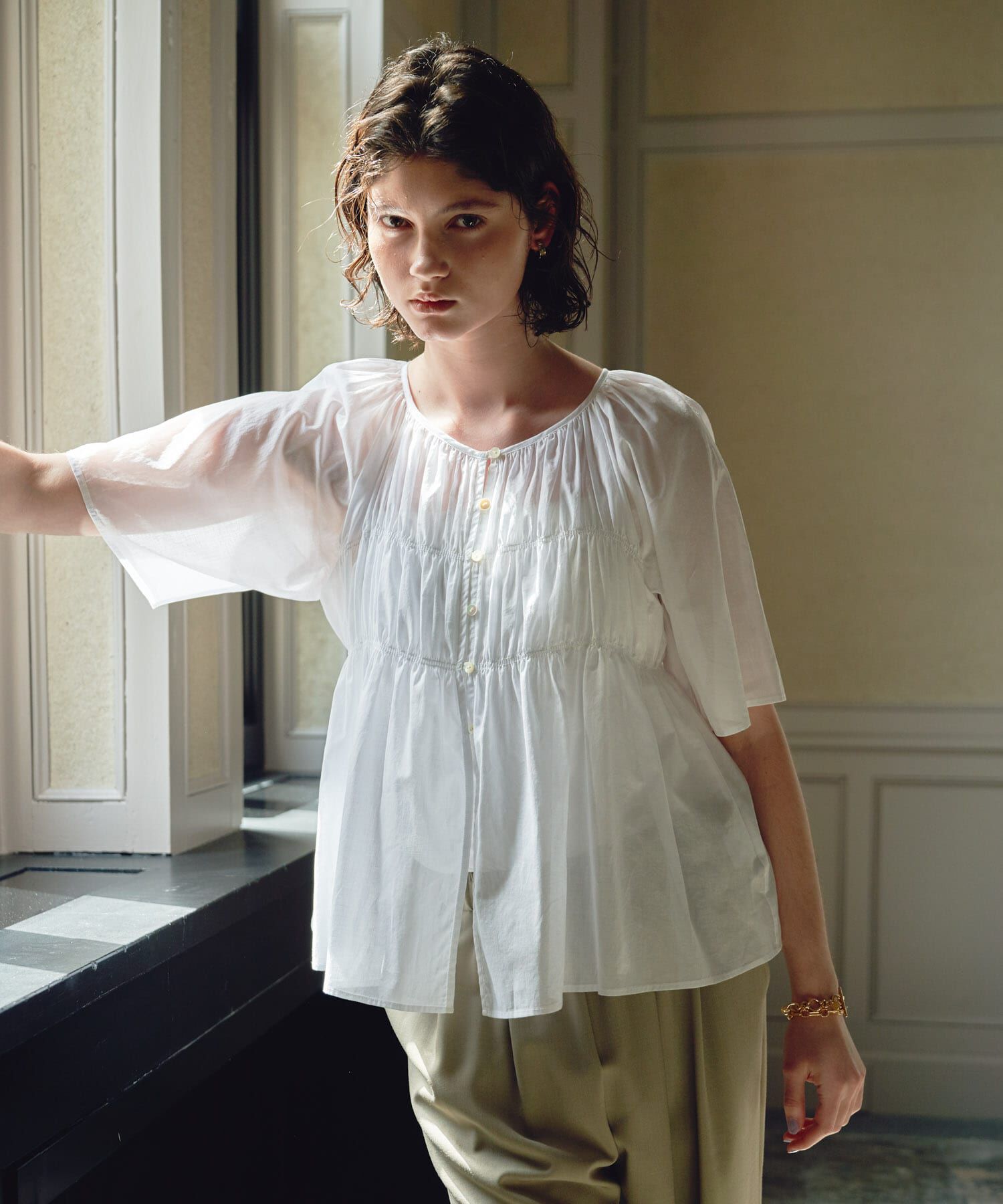 URBAN RESEARCH「コットンボイルシャーリングブラウス」|シャツ・ブラウス|