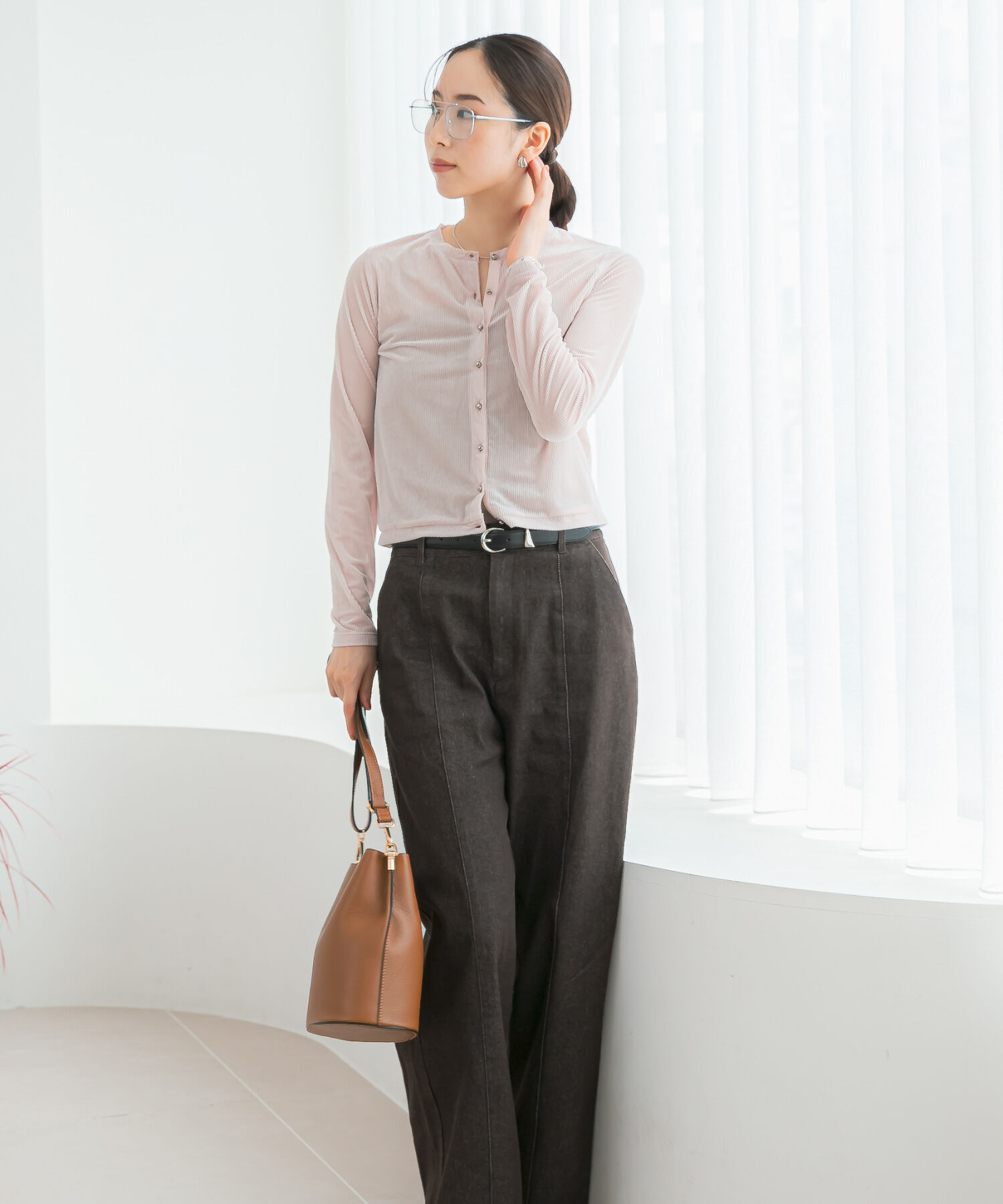 URBAN RESEARCH ROSSO「F by ROSSO　シアーリブベロアコンパクトカーディガン」|カーディガン|