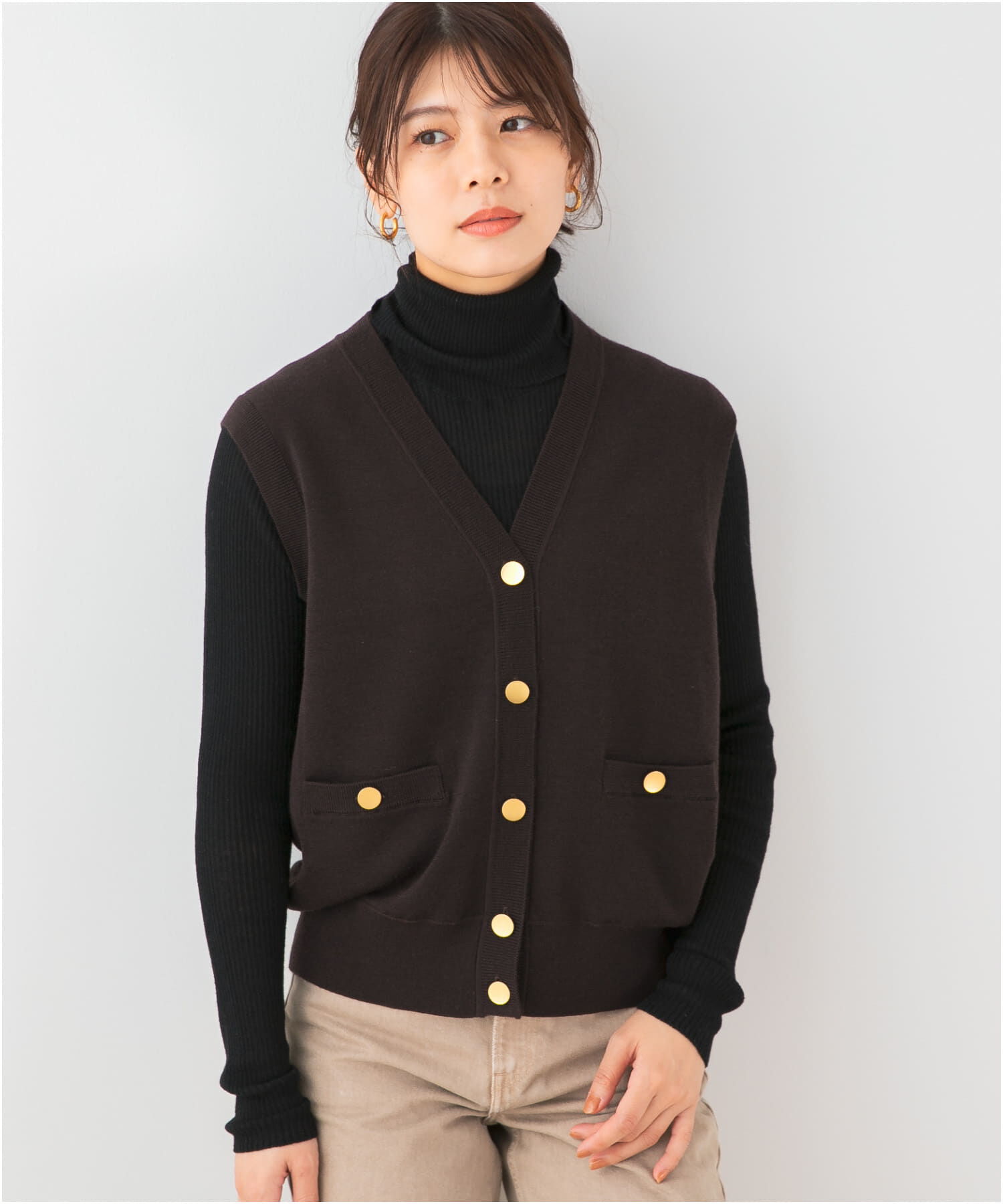 URBAN RESEARCH ROSSO「F by ROSSO　ウォッシャブルメタル釦ニットベスト」|ベスト・ジレ|