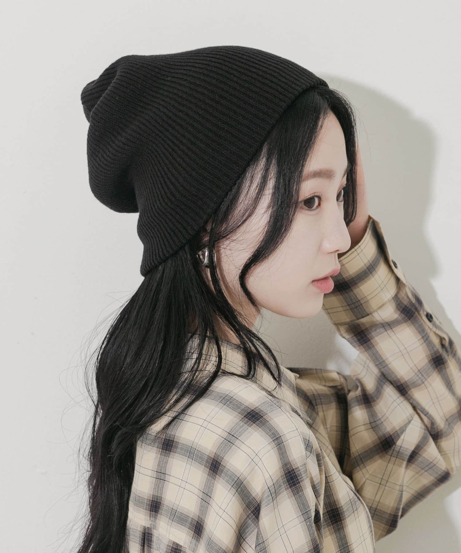 SMELLY「ルーズビーニー」|ニット帽|ブラック