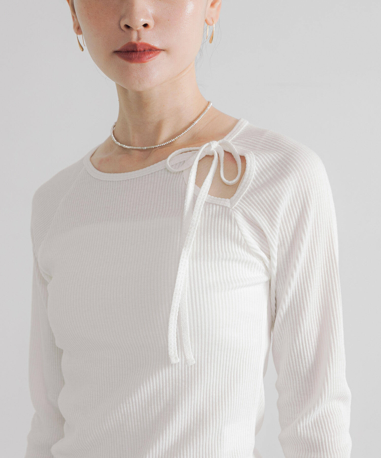 URBAN RESEARCH「カットアウトリブトップス」|Tシャツ・カットソー|オフホワイト