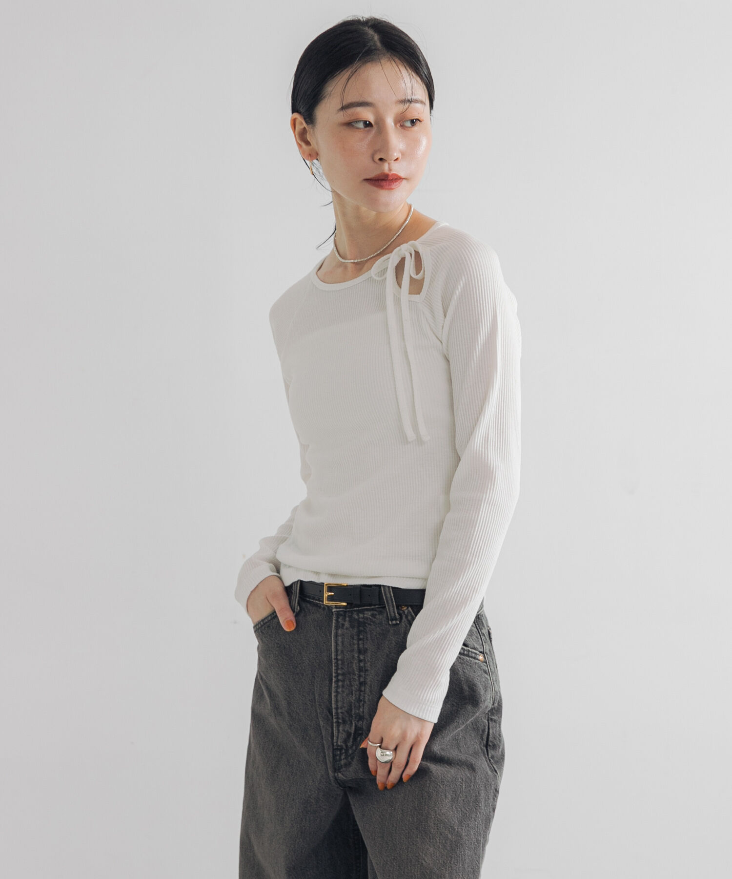 URBAN RESEARCH「カットアウトリブトップス」|Tシャツ・カットソー|