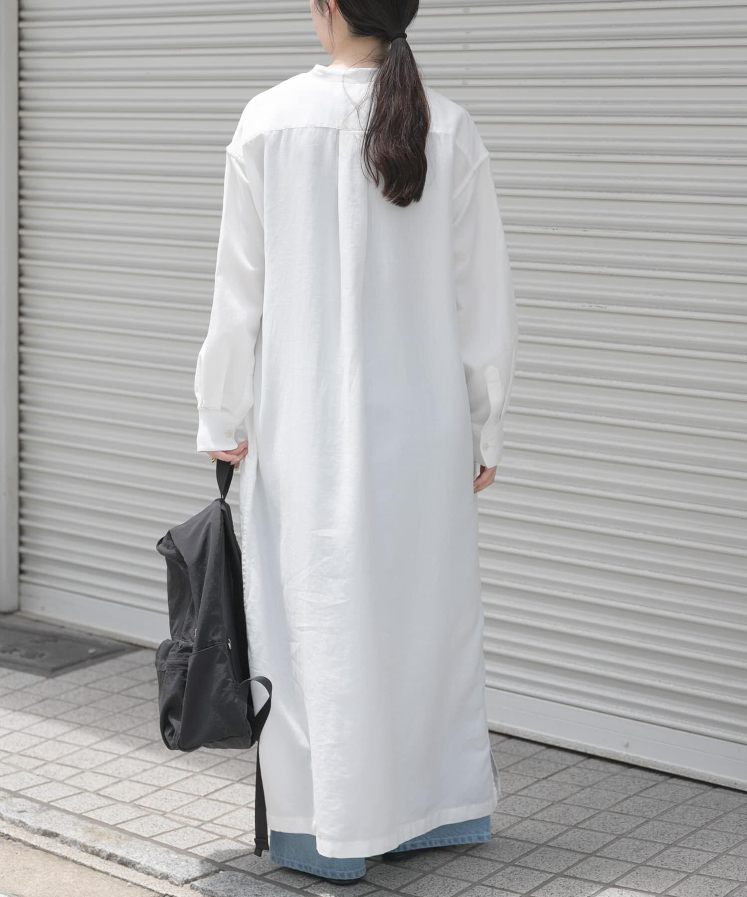 URBAN RESEARCH DOORS「FORK&SPOON　バンドカラーダブルクロスシャツワンピース」|ワンピース|