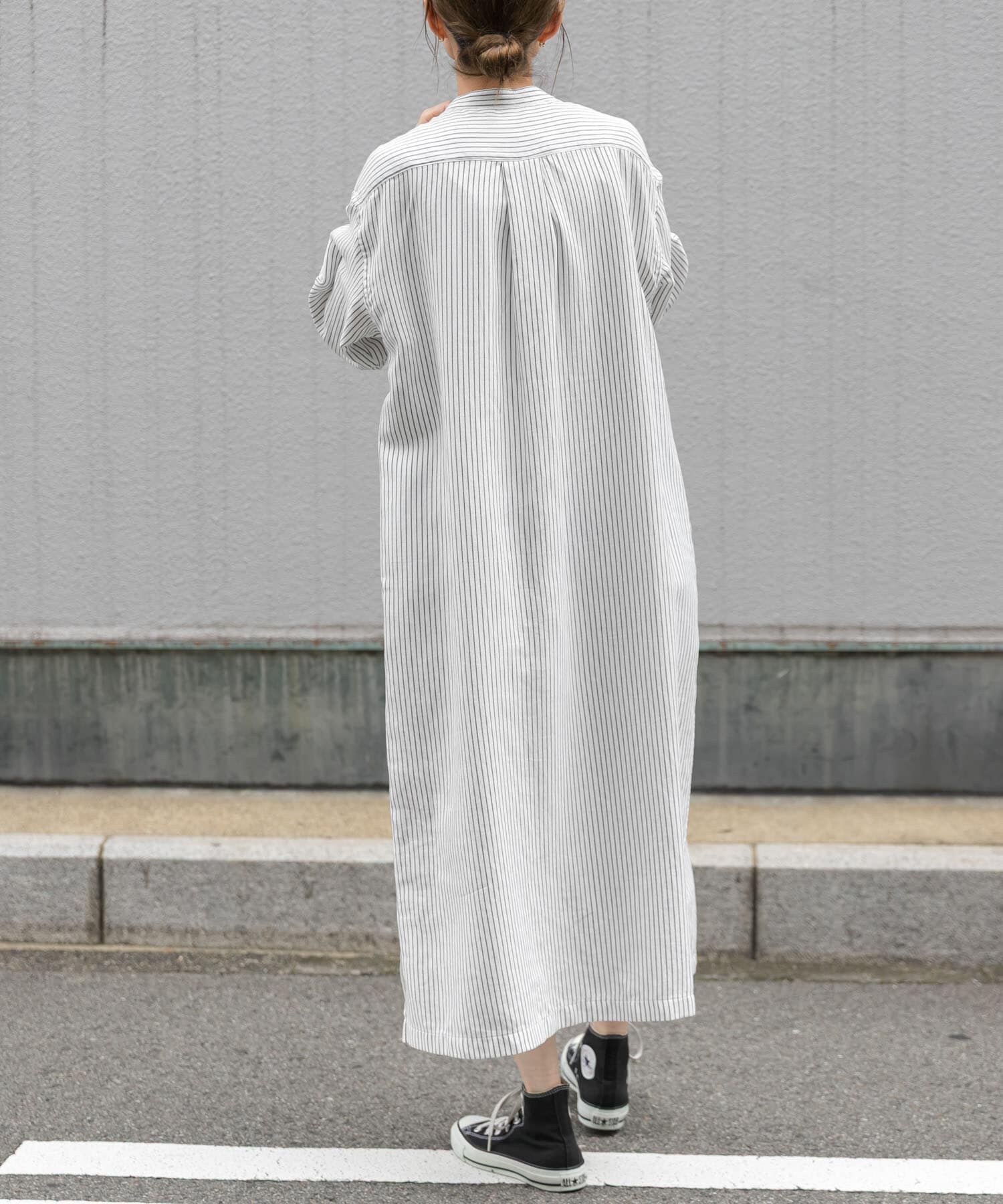 URBAN RESEARCH DOORS「FORK&SPOON　バンドカラーダブルクロスシャツワンピース」|ワンピース|